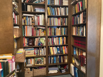 Bookshelves filled with books